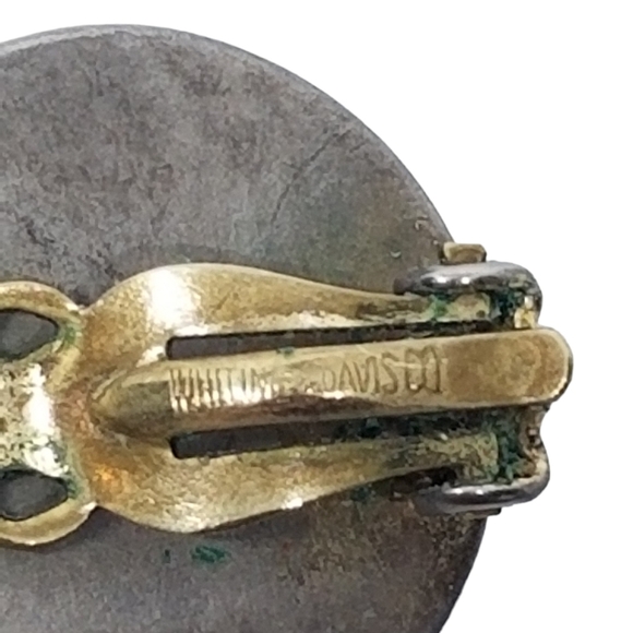 WHITING & DAVIS VINTAGE SILVEPLATED BRASS DOME STYLE CLIP ON EARRINGS - Picture 5 of 5